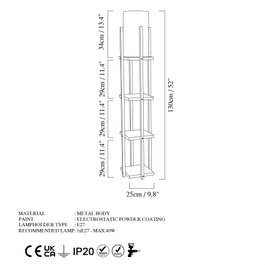 Opviq Shelf Lamp - 8115 Negra y Dorada